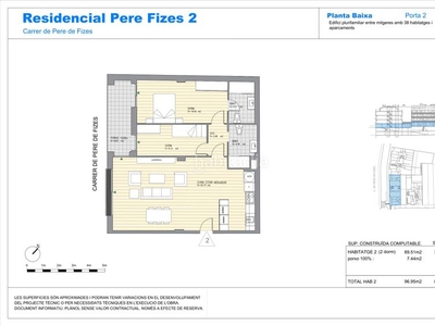 Planta baja en carrer de pere de fizes 2 planta baja con 2 habitaciones con ascensor en Terrassa