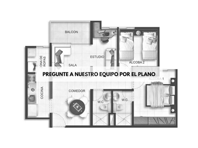Alquiler piso Hostafrancs, piso totalmente reformado, de 60m², una habitacion doble, un estudio, 1 baño, amueblado en Barcelona