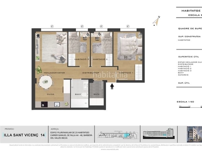 Planta baja en carrer de manuel de falla 44 planta baja con 3 habitaciones con ascensor, calefacción y aire acondicionado en Barberà del Vallès