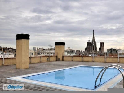Elegante apartamento de 1 dormitorio con aire acondicionado, gimnasio y acceso a la piscina en la azotea en el área de Ciutat Vella