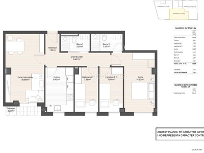 Piso en nicolau talló 190 piso de obra nueva en venta , con 75 m2, 3 habitaciones y 2 baños, garaje, ascensor, aire acondicionado y calefacción aerotermia. en Terrassa