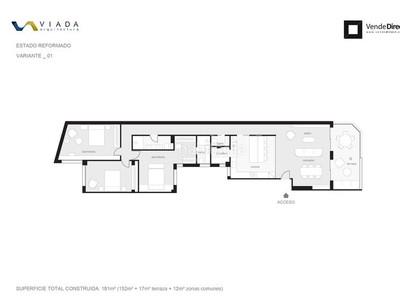 Ático de 181 m2 construidos, terraza 17 m2, plaza de garaje y trastero en el mismo edificio en Madrid