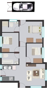 Corner 3 bedroom unit (Type 6C)
