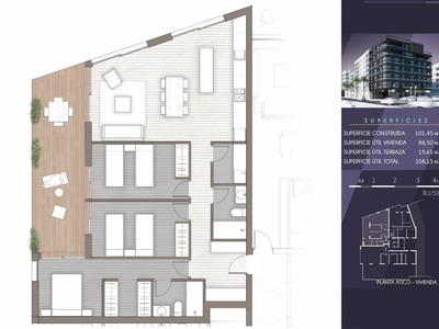 Venta Piso Elche - Elx. Piso de tres habitaciones Sexta planta con terraza