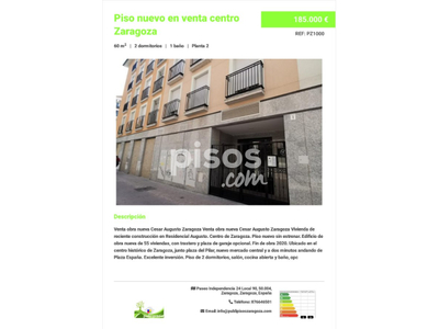 Piso en venta en Zaragoza en Casco Antiguo por 185.000 €